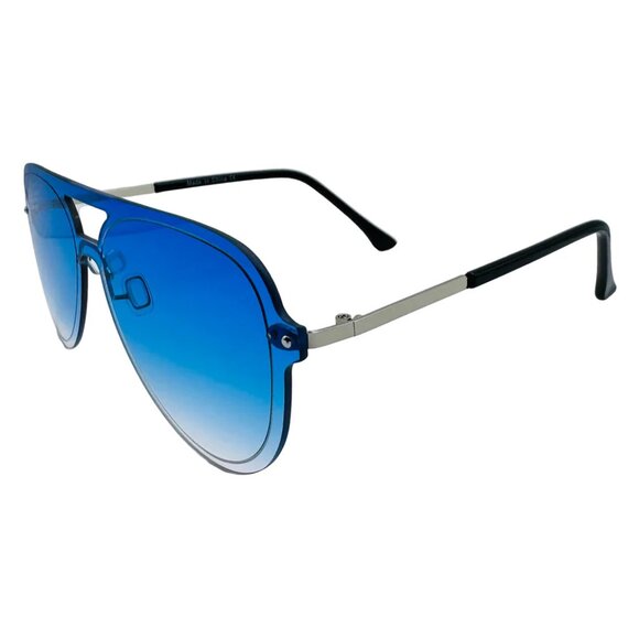 7042 | Blue Rimless Aviator Sunglasses - Picture 2 of 5
